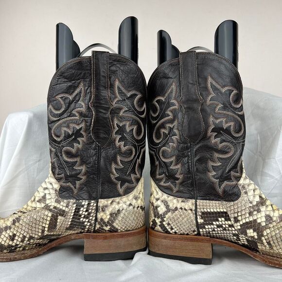 Cowtown Men’s Square Toe Python Snakeskin Cowboy Boots Q818 Size 11 D - Picture 3 of 8